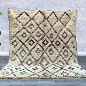 moroccan vintage boujad rug 6.6 FT x 7.5 FT- Old Authentic Handmade moroccan Rug - Old Berber carpet  - genuine Boujad Rug 6X7