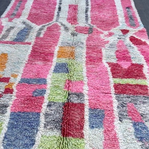 Moroccan beni ourain rug 6X8, Pink Berber rug ,Moroccan rug 5.6 FT x 8.3 FT, handmade rug ,beni ourain rug,area rug image 4