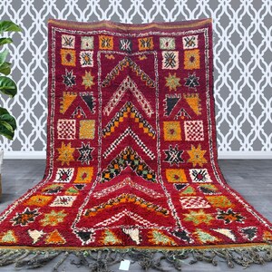 moroccan vintage boujad rug  6.0 ft x 10.3 ft- Old Authentic Handmade moroccan Rug - Old Berber carpet  - genuine Boujad Rug 6X10