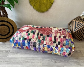 大型ベルベルキリムプーフ 24インチ×47インチ – モロッコヴィンテージ