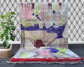 Ready to Ship Boujaad Moroccan Rug 5.3x7.8 ft – Handmade Wool Berber Carpet – Authentic Tribal Area Rug – Boho Colorful Decor