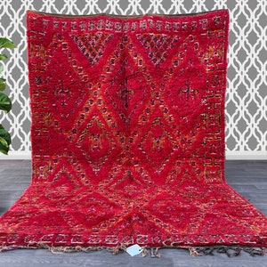 moroccan vintage boujad rug 6 FT x 9.6 FT- Old Authentic Handmade moroccan Rug - Old Berber carpet - Moroccan Rug - genuine Boujad Rug 6X9