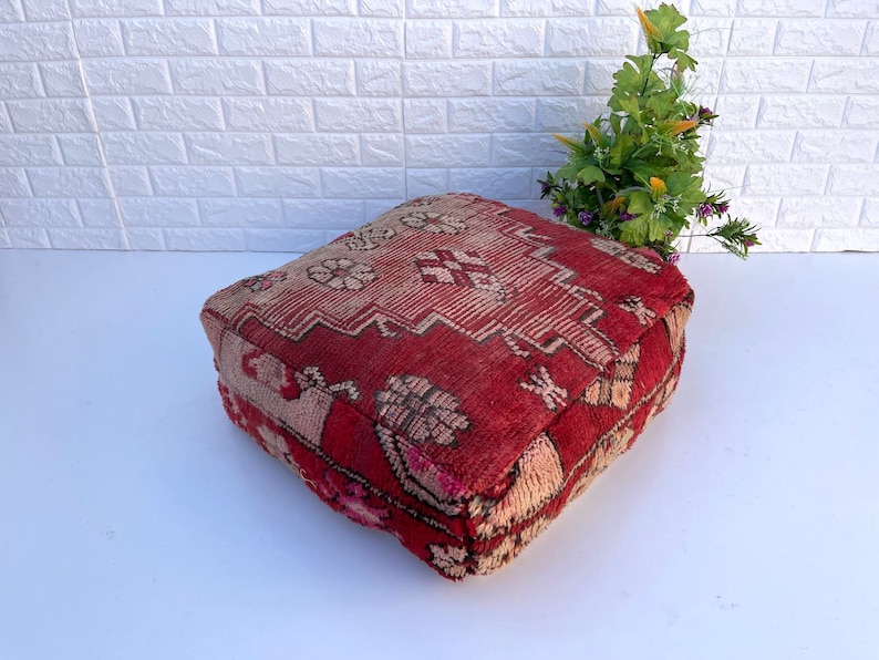 Vintage Moroccan Pouf Moroccan Boujaad Pouf Floor Cushion Floor Pillow Moroccan Pouf Floor Seating Floor Cushions Kilim Floor Pouf cever
