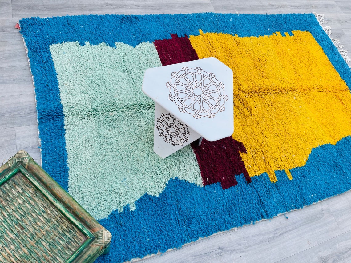 Berber Moroccan Rug 5X8 Moroccan Green Rug Beni Ourain Rugs Etsy