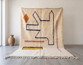 Modern Abstract Beni Ourain Rug – Handmade Moroccan Wool Carpet