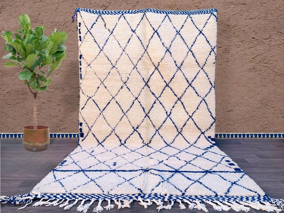 【新品未使用】モロッコ直輸入 ハンベルラグ ベニ・ウライン モロッコラグ 5.3x9.0フィート – ハンドメイドウール