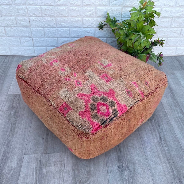 60x60cm Kilim Quadratischer Kissenbezug Pouf - Marokkanischer Berber Kissenbezug - Bodenkissen - Sitzkissen - Sesselkissen - Sofakissen