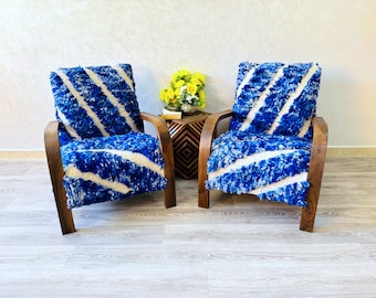 Set of 2 Mid century armchair, Retro lounge chair, modern chair, relax vintage style chair, Handmade wood chair, Moroccan Wood Armchair Gift
