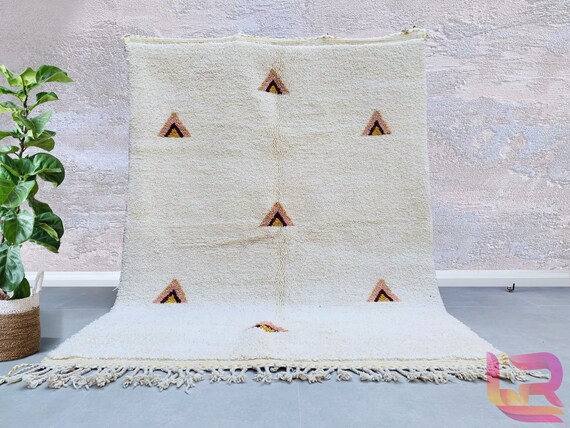 CUSTOM Beni ourain rug - New Berber design Hand-Knotted Moroccan wool rug - White and Back berber carpet - FREE SHIPPING