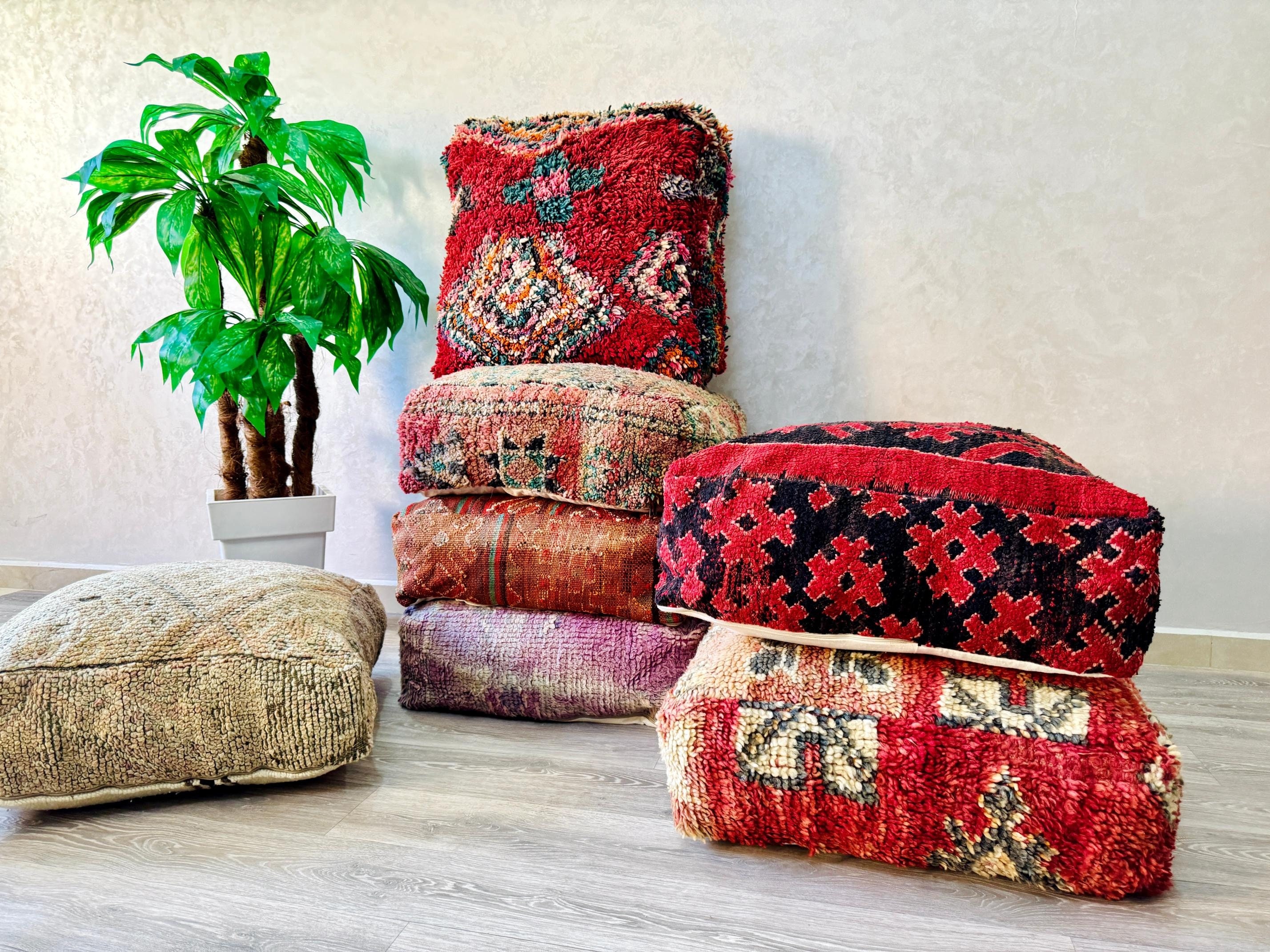 枕 Moroccan floor Pillow Cushion Moroccan Pouf Ottoman Cushion Cover - Square Bohemian Floor