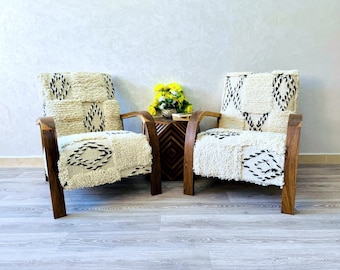 ミッドセンチュリーアームチェア2脚セット、レトロなラウンジチェア