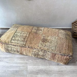Large Moroccan Kilim Pouf, Vintage Moroccan Floor Cushion, Vintage Kilim Pouf, Ottoman Kilim Pouf , Floor Pillows,floor cushion (UNSTUFFED)
