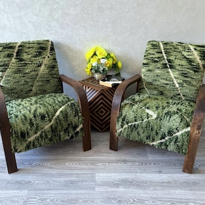Set van 2 Marokkaanse Kelim Rug Fauteuil, Mid-century fauteuil, Retro lounge stoel, relax moderne stoel, Accent stoel, Binnen- en Buitenstoel