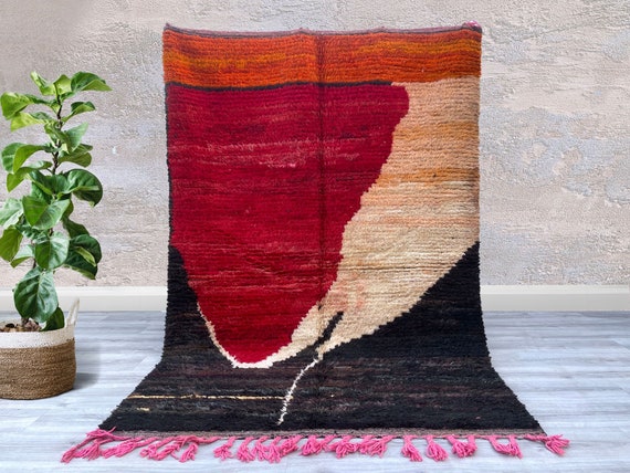 Moroccan 5x8 FT Rug Sheep Wool Handmade Boho Colorful