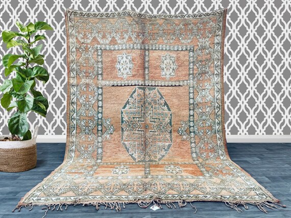 Marokkanischer Boujad Teppich 180x250 cm - Berber Teppich - Marokkanischer Teppich - Vintage Teppich - Handgemachter Teppich 250x2600
