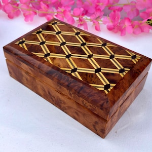 8&quot;x5&quot; Decorative jewelry box Thuya wood burl Keepsake box wood burl jewellry storage Small Keepsake Box Mother Of Pearl Decorative Wood Box