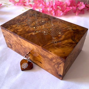 Handmade Wooden Jewelry Box 9&quot;x6&quot;,Large Jewelry Box Made Of Thuya Burl,Jewelry Organizer Box,Wood Ring Box,Decorative Storage Box