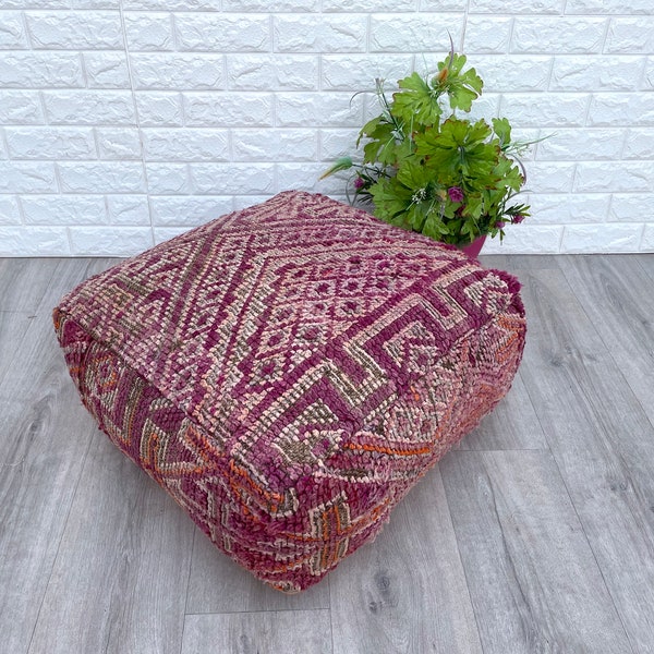 Traumhaftes Bodenkissen - Kilim Pouf - Handgefertigt aus Boujad Teppich - Berber Marokkanisches Bodenkissen - Sitzkissen - Sessel - Sofakissen