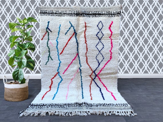 Grid Moroccan Rug, Brick Mrirt Rug, Wool Beni Ourain Rug, Handmade Boujaad Rug, 8x10 Boho Azilal Rug, Tapis Berbère, Teppich, Olive Green