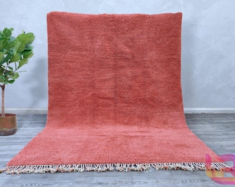 Moroccan peach rug - Beni ourain rug peach-Solid peach rug - Morocco rug - Wool berber rug - Custom rug - Handmade rug - Moroccan area rug
