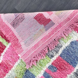 Moroccan beni ourain rug 6X8, Pink Berber rug ,Moroccan rug 5.6 FT x 8.3 FT, handmade rug ,beni ourain rug,area rug image 8