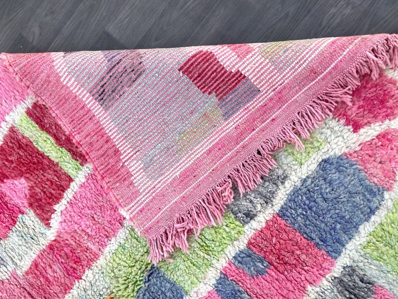 Moroccan beni ourain rug 6X8, Pink Berber rug ,Moroccan rug 5.6 FT x 8.3 FT, handmade rug ,beni ourain rug,area rug image 8