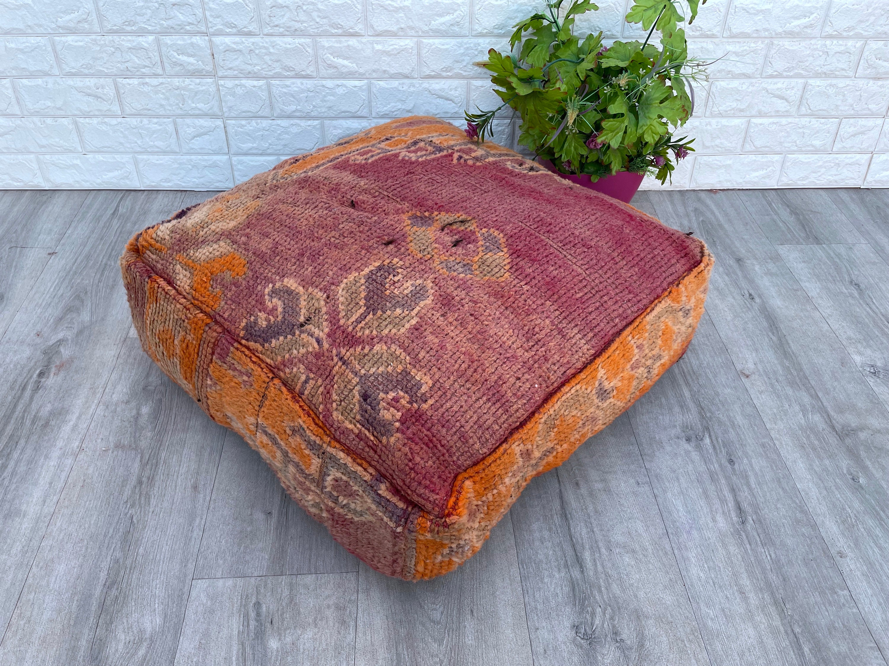 couverture marocaine de coussin plancher, pouf boujaad, fait main du tapis boujad, berbère marocain fauteuil, oreiller sofa