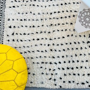 Moroccan Handmade rug ,Beni ourain style Morocco wool Berber Rug, modern rug, Hand woven rug, Azilal Berber style - white Rug Morocco