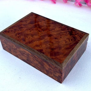 Handcrafted Thuya Burl Wooden Jewelry Box -Handmade Small Jewelry Box 6x4in ,Decorative Storage Box For Women, Solid Thuya wood jewellry Box