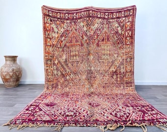 Vintage Moroccan Rug 6x9 ft – Handmade Boujaad Wool Berber Carpet