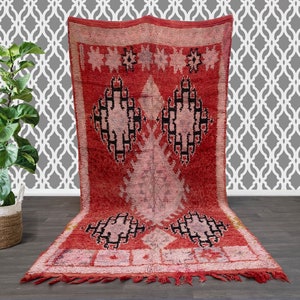 5x11 moroccan vintage boujad rug - Old Authentic Handmade moroccan Rug - Old Berber carpet - Moroccan Rug -  Boujad Rug 4.9 FT x 10.9 FT