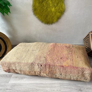 Large Vintage Moroccan Kilim Pouf 24”x47” – Boho Floor Cushion Cover, Handwoven Berber Rug Ottoman for Living Room & Home Decor (Unstuffed)