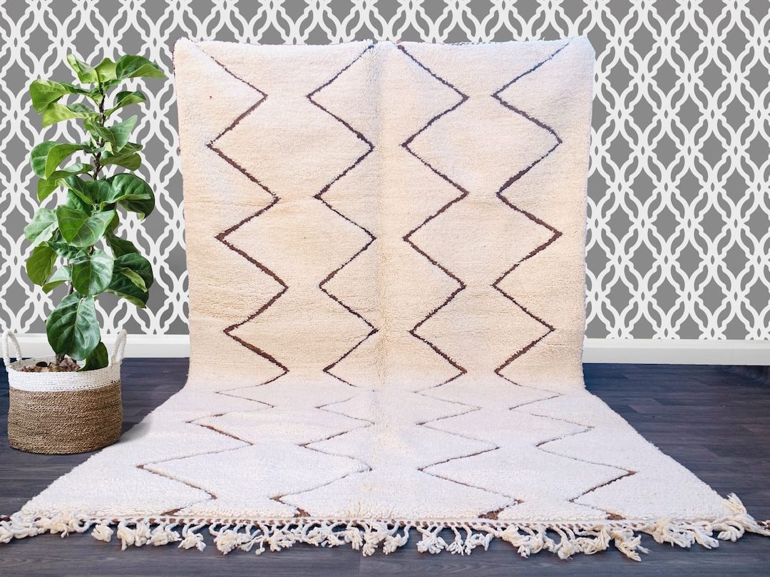 Vintage Moroccan Rug 6x9 Handknotted Rug All Wool Rug Etsy