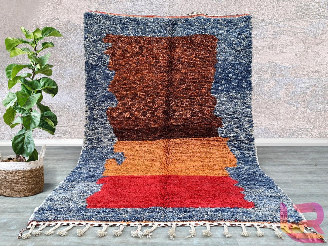 Colorful Moroccan Berber Shaggy Area Rug, Azilal Abstract Boho Rug ...