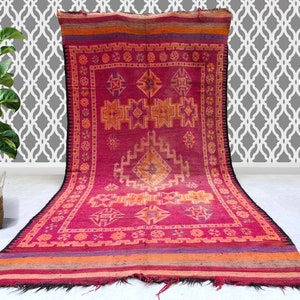 moroccan vintage boujad rug  5.6 ft x 12.2 ft- Old Authentic Handmade moroccan Rug - Old Berber carpet  - genuine Boujad Rug 6X12