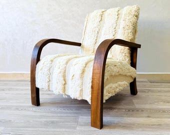 Mid century armchair, Retro lounge chair, modern chair, relax vintage style chair, Handmade wood chair, Moroccan Wood Armchair Gift