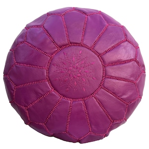 MOROCCAN POUF, Moroccan Leather Pouf Ottoman Moroccan Floor Pillow Cushion, Morocco Pouffe -Handmade Leather Pouf
