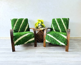 Set of 2 Mid century armchair, Retro lounge chair, modern chair, relax vintage style chair, Handmade wood chair, Moroccan Wood Armchair Gift