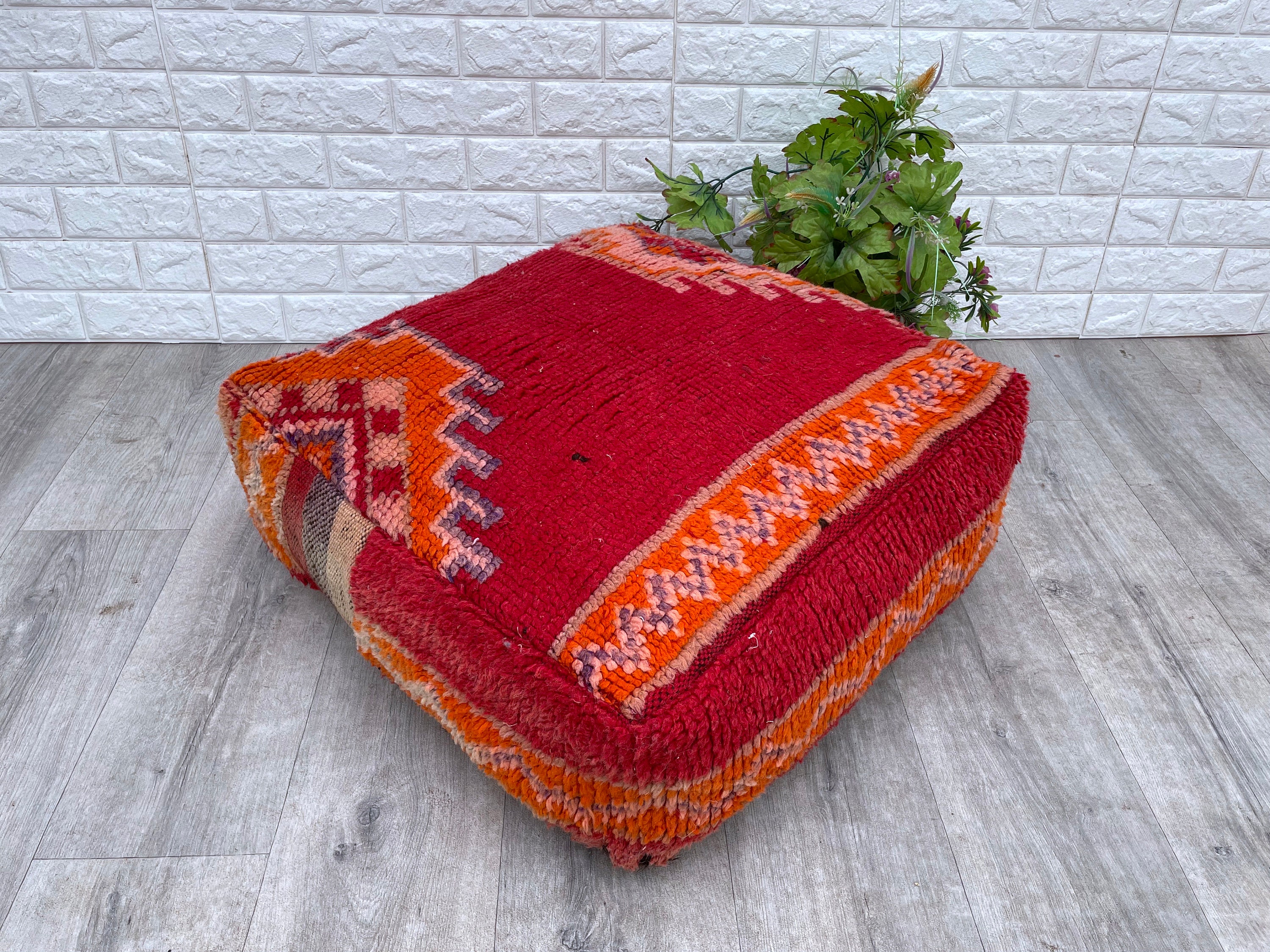 kilim carré coussin ottoman housse pouf - berbère marocain coussin de sol siège fauteuil canapé oreiller