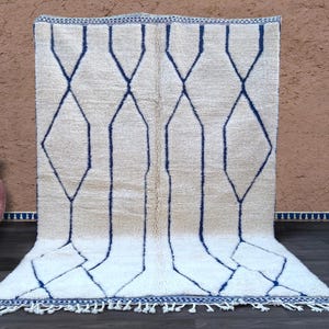 Alfombra Beni ourain- Alfombra marroquí auténtica- Alfombra Aspro- Alfombra Beni Ourain personalizada- Alfombra Beni- Alfombra marroquí grande- Alfombra blanca y negra- Alfombra personalizada