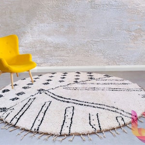 Costum Round Beni ourain rug - New Berber design Hand-Knotted Moroccan wool rug - berber carpet - FREE SHIPPING