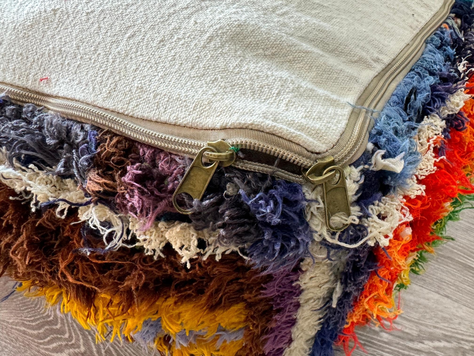 モロッコ フロアクッション、ヴィンテージ キリム プーフ、大型