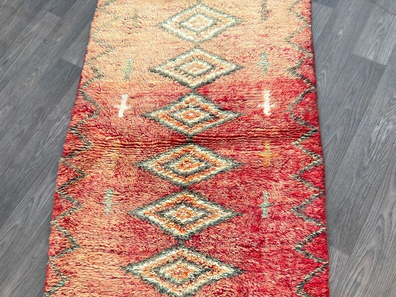 Tapete de corredor vintage, 2,9 pés x 9,1 pés, tapete azilal, tapete berbere marroquino, tapete tecido, tapete Beni Ourain, tapete de área vintage, tapete de corredor 3X9 imagem 6