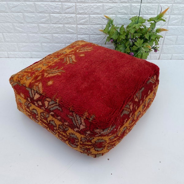 Traumhaftes Bodenkissen - Kilim Pouf - Handgefertigt aus Boujad Teppich - Berber Marokkanisches Bodenkissen - Sitzkissen - Sessel - Sofakissen