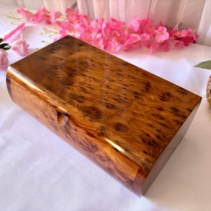 Handmade Wooden Jewelry Box 10&quot;x6&quot;,Large Jewelry Box Made Of Thuya Burl,Jewelry Organizer Box,Wood Ring Box,Decorative Storage Box