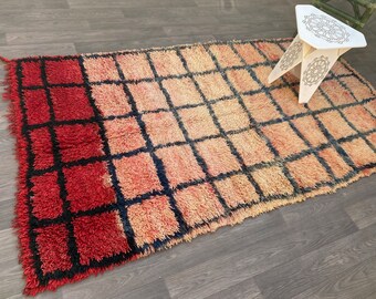 ヴィンテージ モロッコ ブジャド ラグ - エリアラグ 4x8 アンティーク