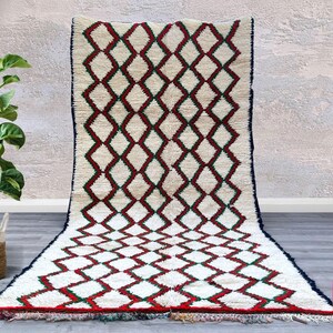 Großer Vintage Marokkanischer Teppich 15x30 cm – Handgemachter Berber Teppich mit Diamanten Muster für das Wohnzimmer