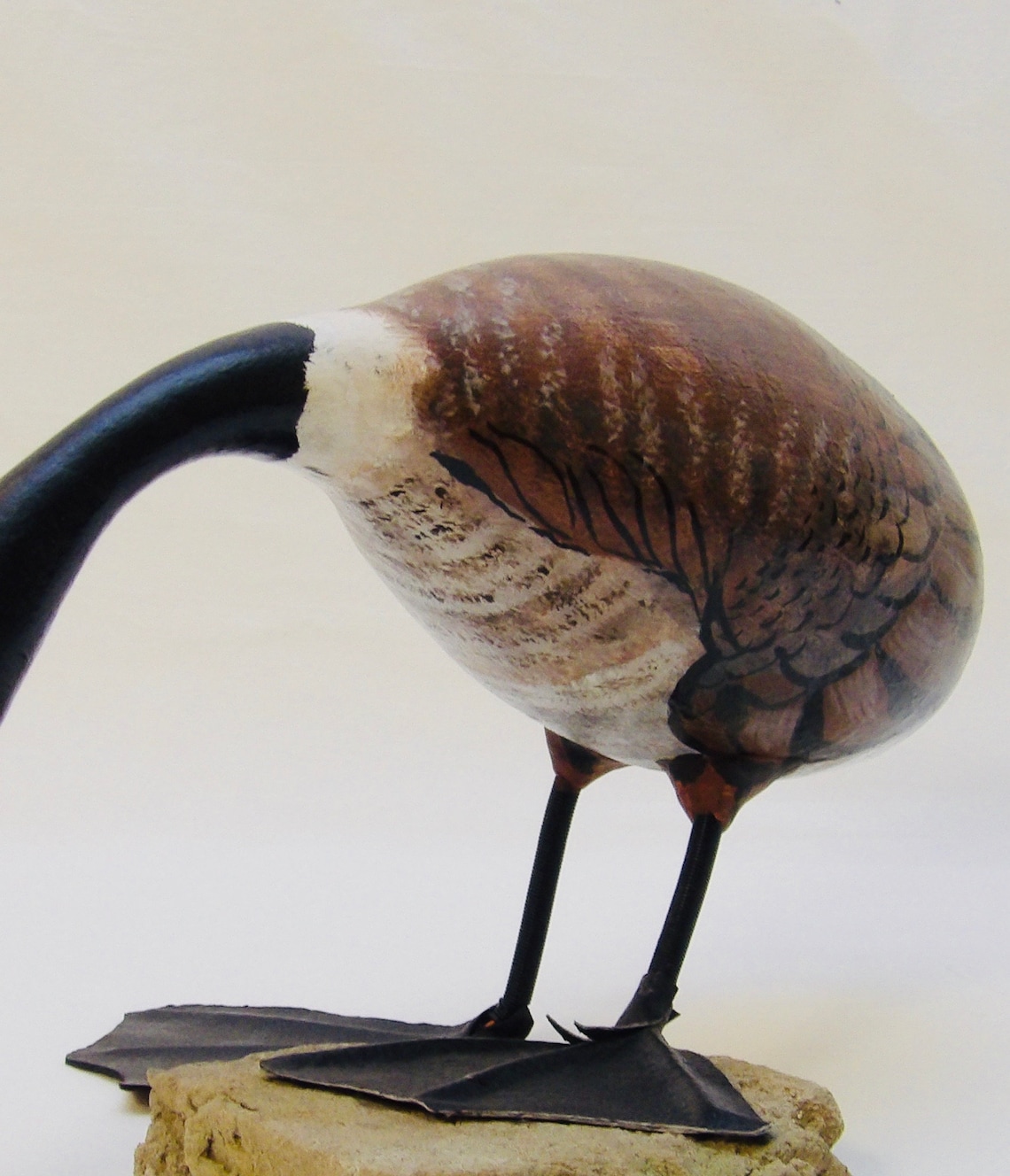 Painted Gourd Sculpture Canada Goose Grazing Art Object Etsy