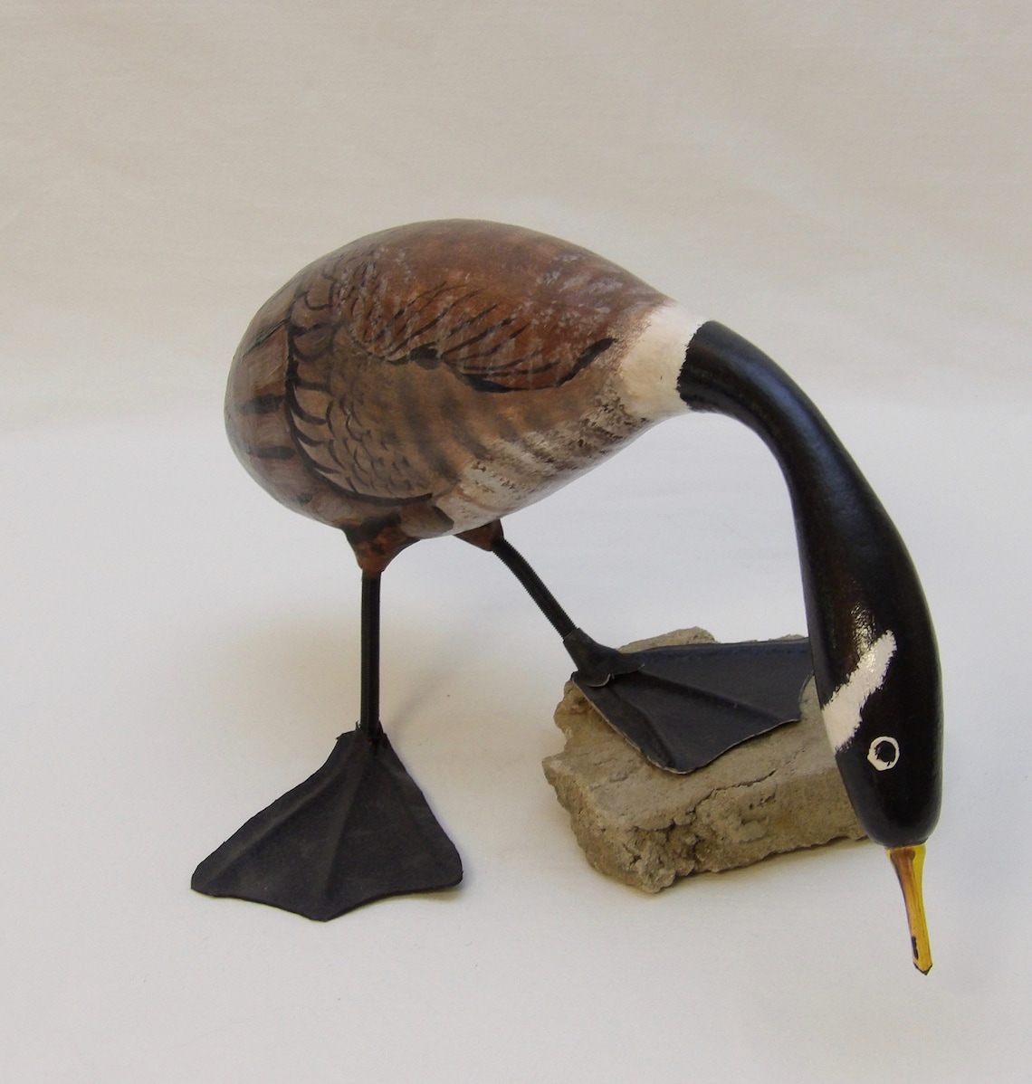 Painted Gourd Sculpture Canada Goose Grazing Art Object Etsy