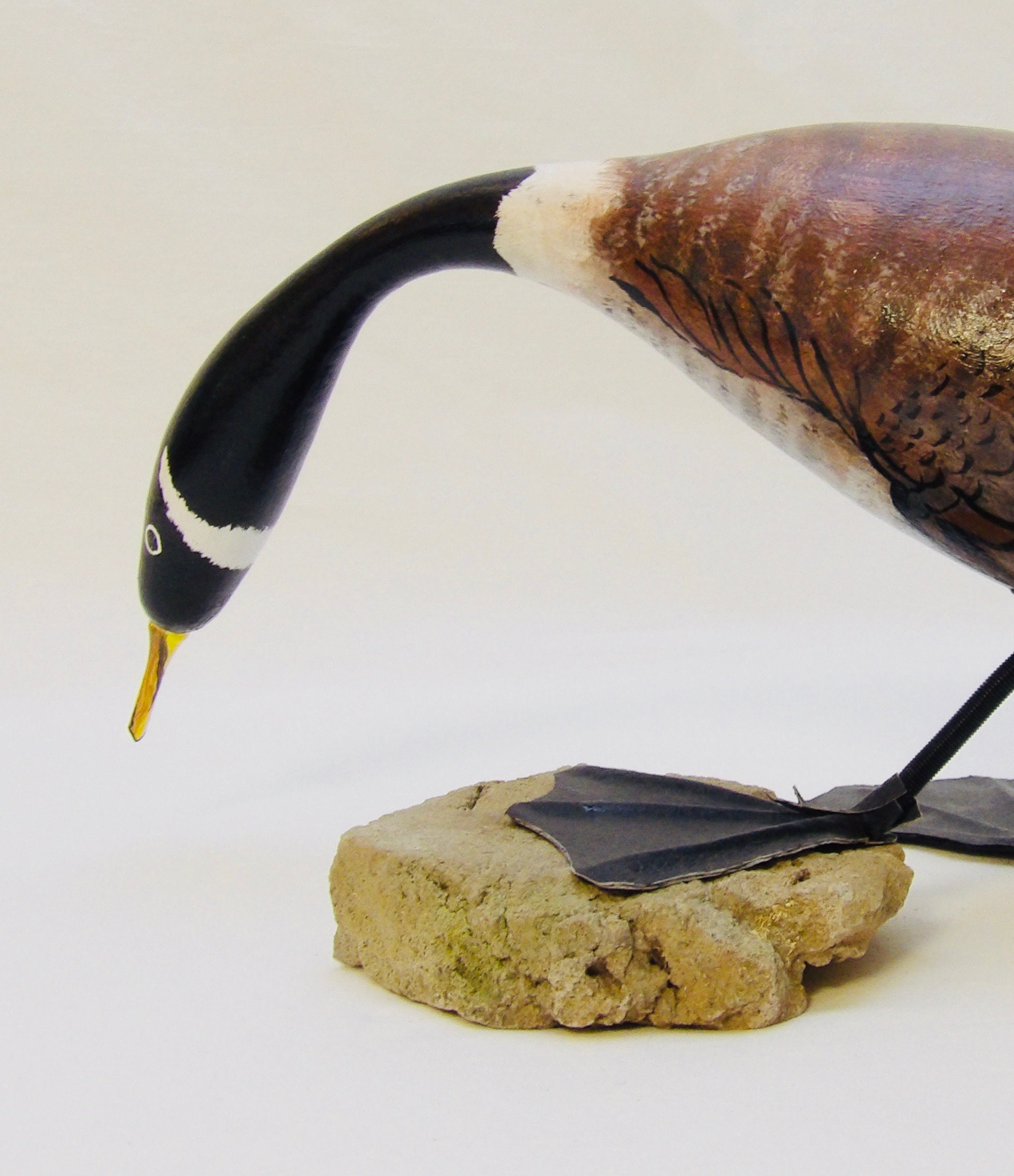 Painted Gourd Sculpture Canada Goose Grazing Art Object Etsy